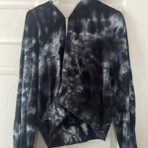 Black, blue, white tie dye zip up